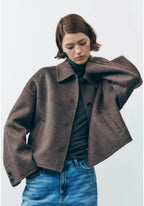 Damen Oversize-Mantel mit weitem Schnitt und dickem Material