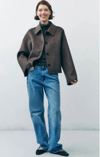 Damen Oversize-Mantel mit weitem Schnitt und dickem Material