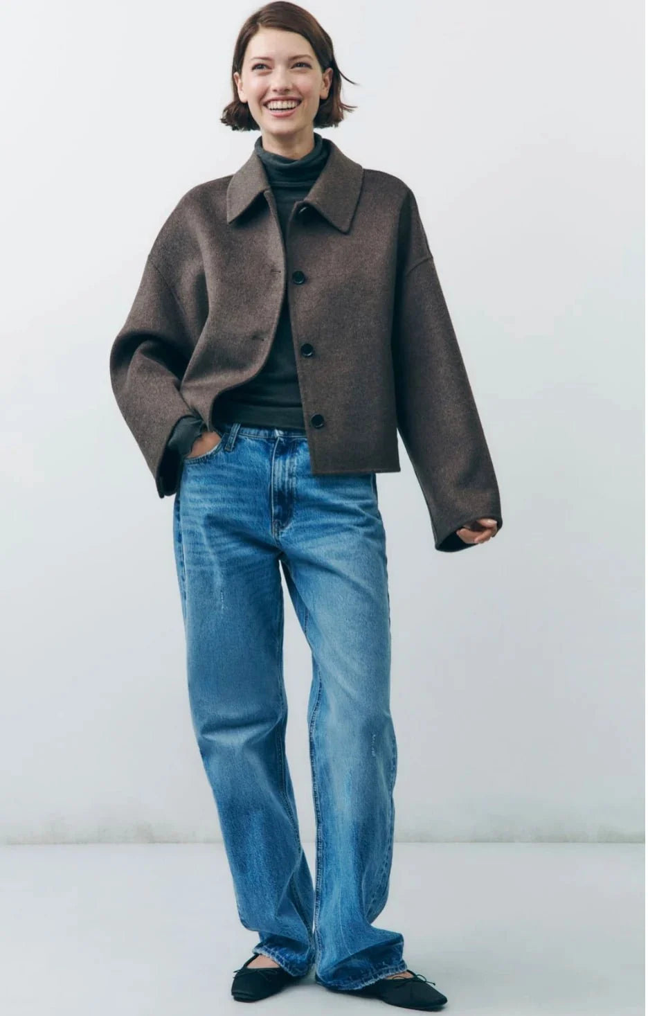 Damen Oversize-Mantel mit weitem Schnitt und dickem Material