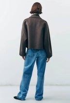 Damen Oversize-Mantel mit weitem Schnitt und dickem Material