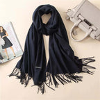Damen Pashmina Schal mit Fransen – Leichter Stola-Schal, Ganzjährig & Winter