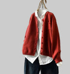 Damen Oversize-Strick-Cardigan mit Knopfleiste und Brusttasche