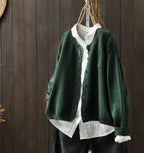 Damen Oversize-Strick-Cardigan mit Knopfleiste und Brusttasche