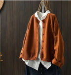 Damen Oversize-Strick-Cardigan mit Knopfleiste und Brusttasche