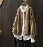 Damen Oversize-Strick-Cardigan mit Knopfleiste und Brusttasche