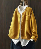 Damen Oversize-Strick-Cardigan mit Knopfleiste und Brusttasche