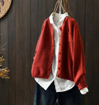 Damen Oversize-Strick-Cardigan mit Knopfleiste und Brusttasche