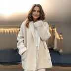 Damen Oversize-Strick-Cardigan mit V-Ausschnitt und aufgesetzten Taschen