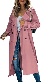 Damen Oversized-Trenchcoat mit Bindegürtel, Doppelknopfleiste und klassischem Revers