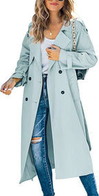Damen Oversized-Trenchcoat mit Bindegürtel, Doppelknopfleiste und klassischem Revers