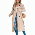 Damen Oversized-Trenchcoat mit Bindegürtel, Doppelknopfleiste und klassischem Revers