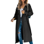 Damen Oversized-Trenchcoat mit Bindegürtel, Doppelknopfleiste und klassischem Revers
