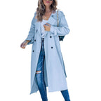 Damen Oversized-Trenchcoat mit Bindegürtel, Doppelknopfleiste und klassischem Revers