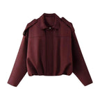 Damen Oversized Bomberjacke aus Kunstwildleder im Cropped-Schnitt