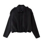 Damen Oversized Bomberjacke aus Kunstwildleder im Cropped-Schnitt