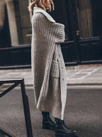 Damen Oversized Grobstrick-Cardigan mit Revers und Knopfleiste