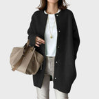 Damen Oversized Kaschmir-Cardigan mit Druckknopfleiste