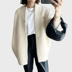 Damen Oversized Kaschmir-Cardigan mit Druckknopfleiste