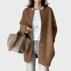 Damen Oversized Kaschmir-Cardigan mit Druckknopfleiste
