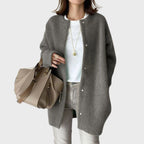 Damen Oversized Kaschmir-Cardigan mit Druckknopfleiste