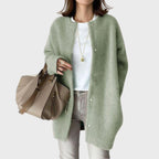 Damen Oversized Kaschmir-Cardigan mit Druckknopfleiste