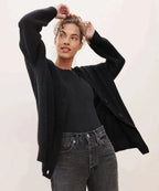 Damen Oversized Kaschmir-Cardigan mit V-Ausschnitt und Knopfleiste