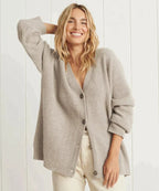 Damen Oversized Kaschmir-Cardigan mit V-Ausschnitt und Knopfleiste