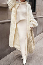 Damen Oversized Longline Grobstrick-Cardigan mit offener Front