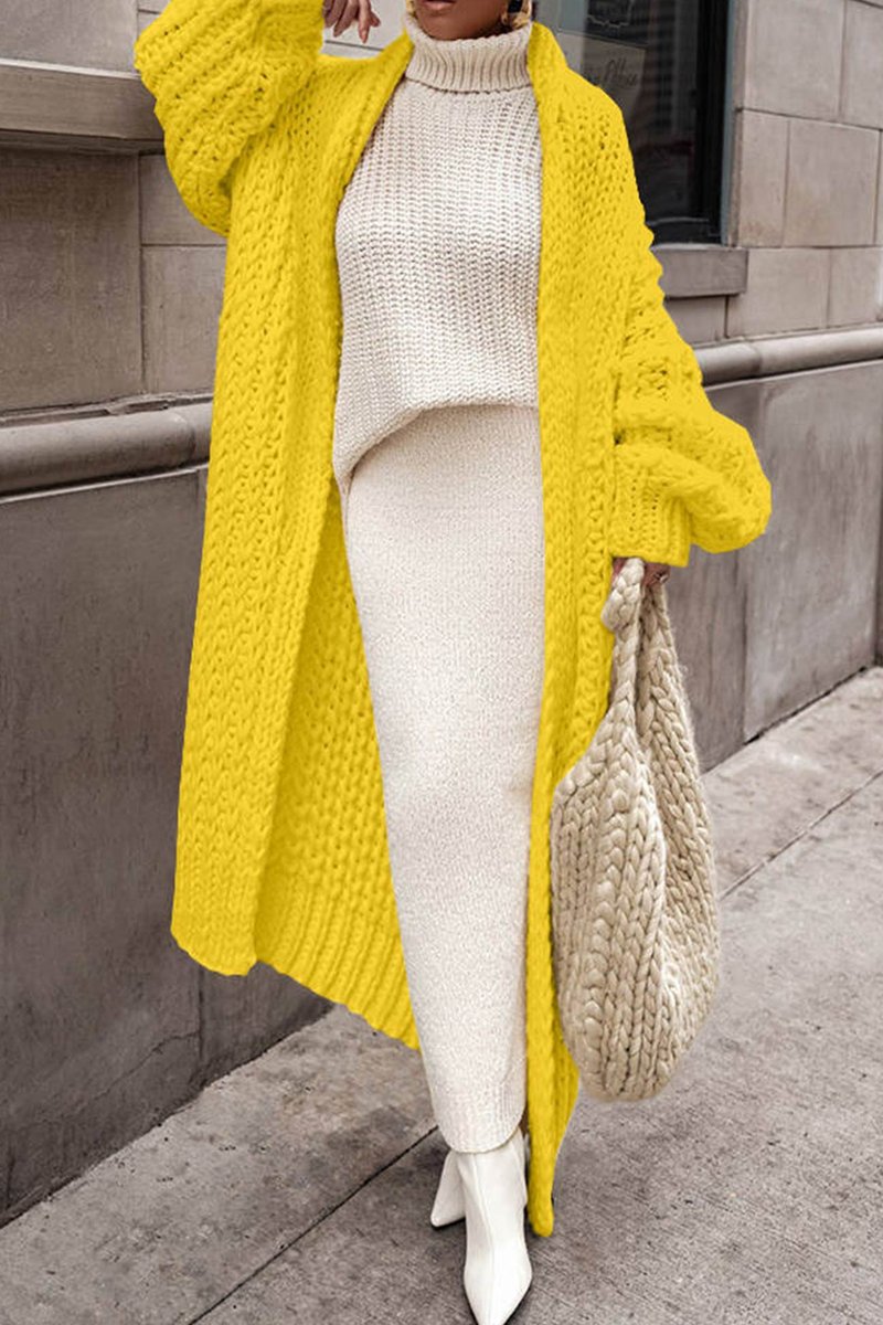 Damen Oversized Longline Grobstrick-Cardigan mit offener Front