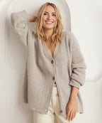 Damen Oversized Strickjacke mit Knöpfen