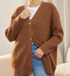 Damen Oversized Strickjacke mit Knöpfen