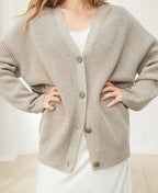 Damen Oversized Strickjacke mit Knöpfen