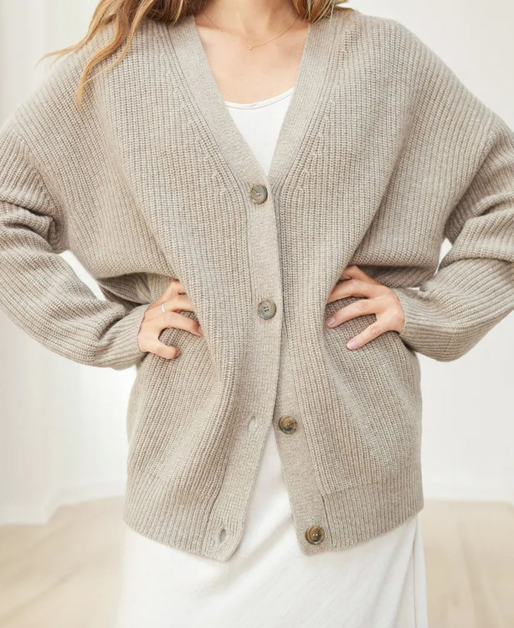Damen Oversized Strickjacke mit Knöpfen