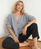 Damen Oversized Strickjacke mit Knöpfen