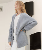 Damen Oversized Strickjacke mit Knöpfen