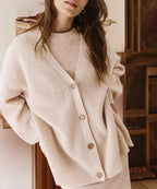 Damen Oversized Strickjacke mit Knöpfen