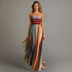 Damen Plissee Maxikleid Hochzeitskleid für Hochzeitsgäste mit Trägern