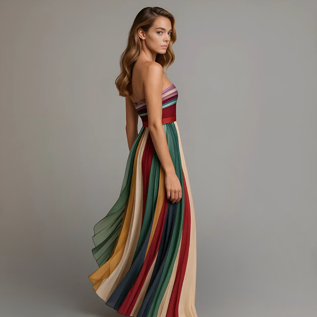 Damen Plissee Maxikleid Hochzeitskleid für Hochzeitsgäste mit Trägern