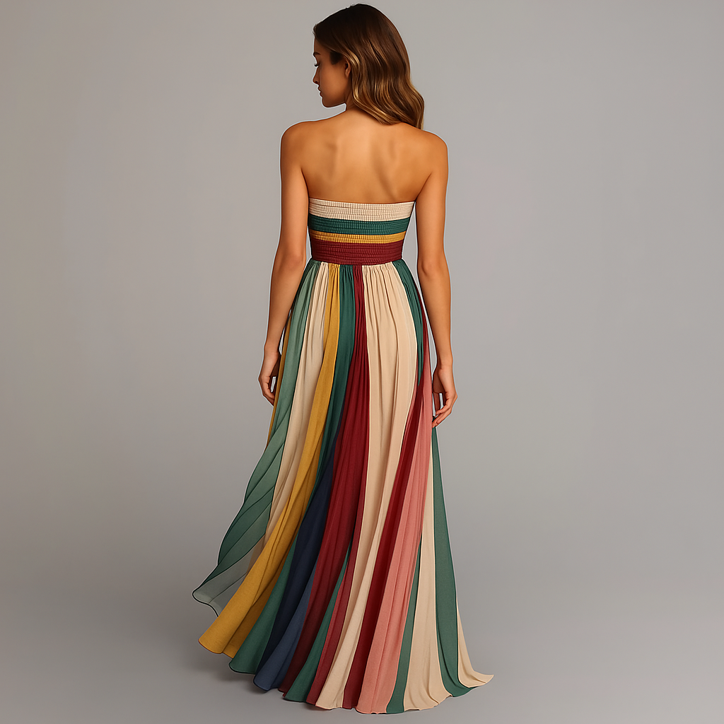 Damen Plissee Maxikleid Hochzeitskleid für Hochzeitsgäste mit Trägern