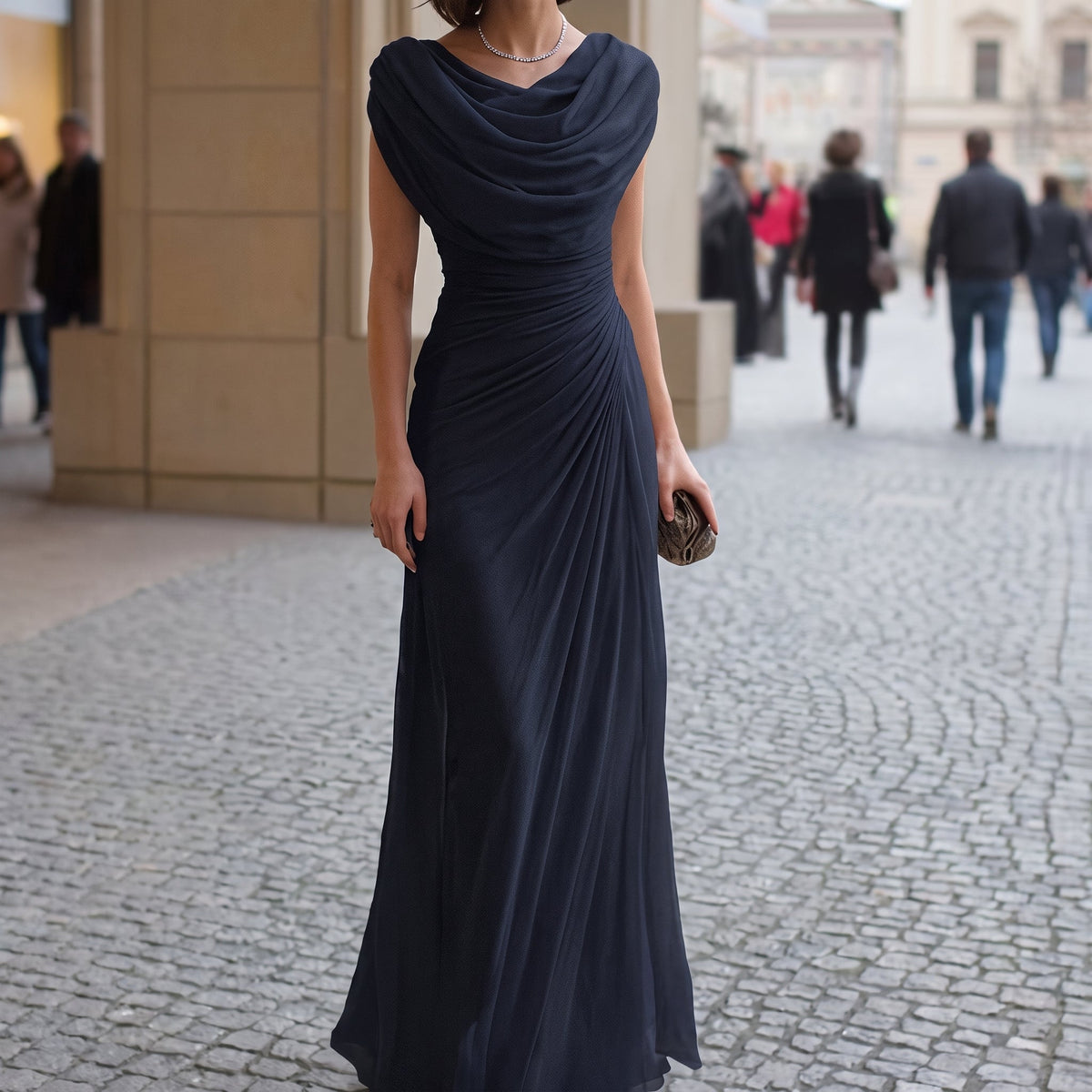 Damen Plissiertes Maxi-Hochzeitskleid für Hochzeitsgäste