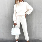 Damen Pullover- und Hosen-Set aus weichem Material mit lockerer Passform