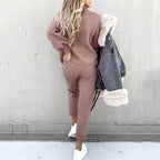 Damen Pullover- und Hosen-Set aus weichem Material mit lockerer Passform