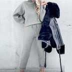 Damen Pullover- und Hosen-Set aus weichem Material mit lockerer Passform