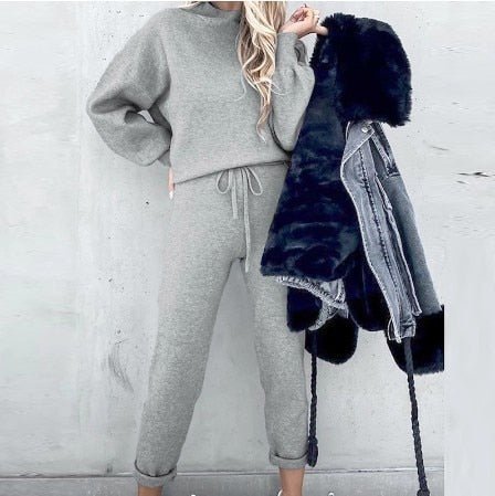 Damen Pullover- und Hosen-Set aus weichem Material mit lockerer Passform