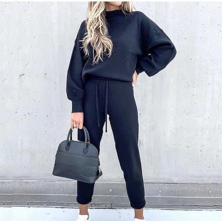 Damen Pullover- und Hosen-Set aus weichem Material mit lockerer Passform