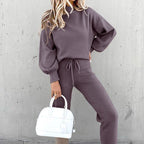Damen Pullover- und Hosen-Set aus weichem Material mit lockerer Passform