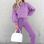 Damen Pullover- und Hosen-Set aus weichem Material mit lockerer Passform