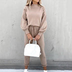 Damen Pullover- und Hosen-Set aus weichem Material mit lockerer Passform
