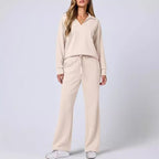 Damen Strick- und Hosen-Set aus weichem Material mit lockerer Passform