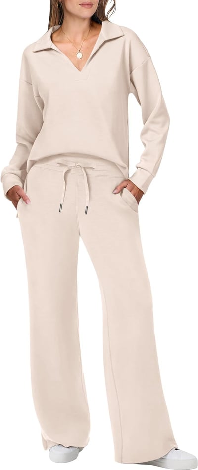 Damen Strick- und Hosen-Set aus weichem Material mit lockerer Passform